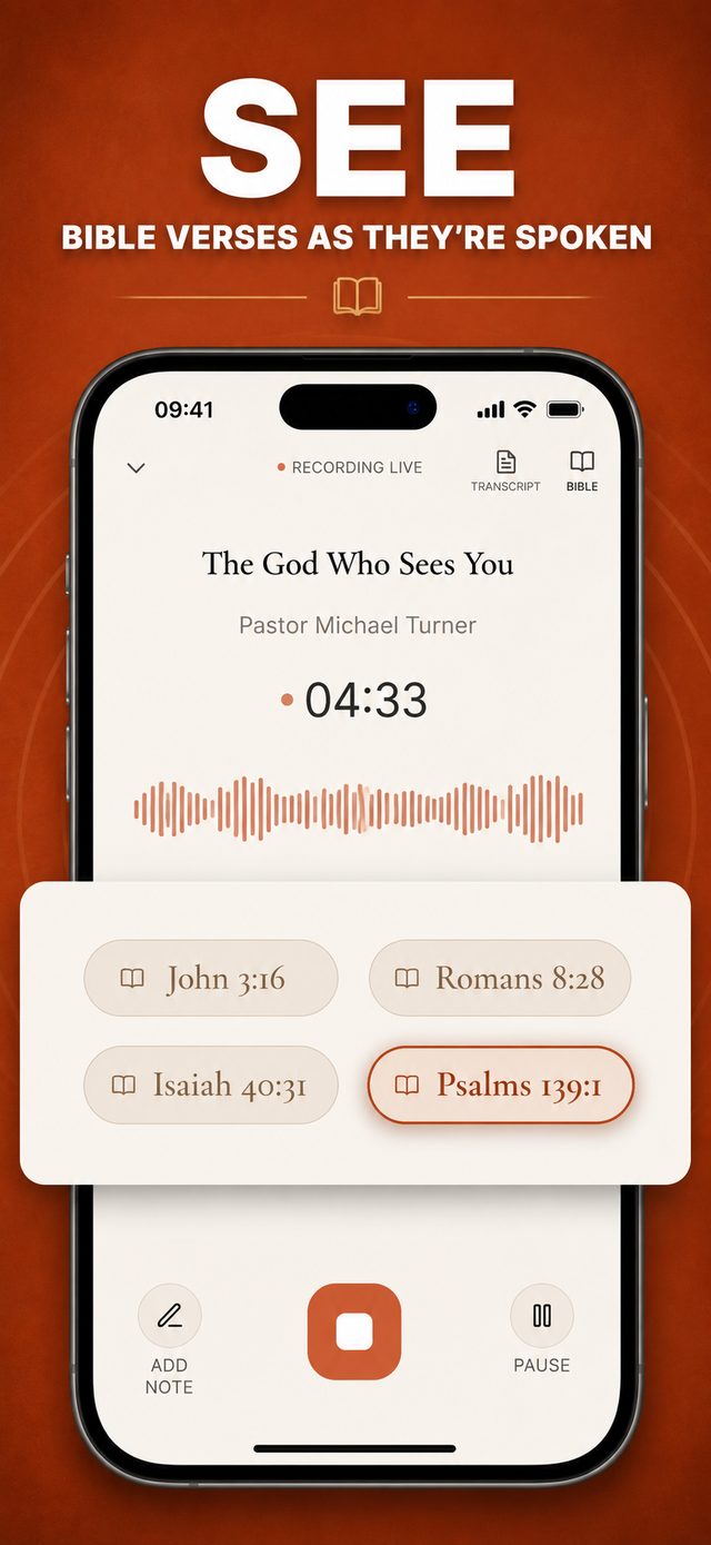 Sunday Notes AI screen: capture every sermon